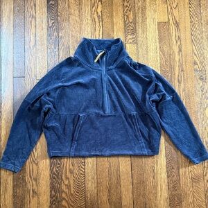 Prana Ribbed Quarter-zip pullover, NWOT, Large, Navy